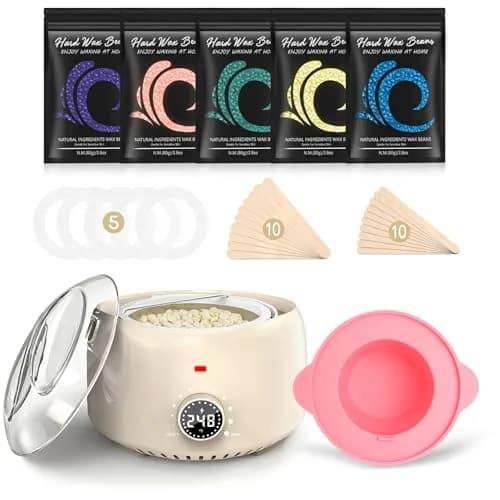 TIKESI Waxing Kit for Women and Men | Digital Wax Warmer with 14OZ 5 Bags Hard Wax Beads | Full Body, Face, Bikini, Legs, Sensitive Skin thumbnail 1