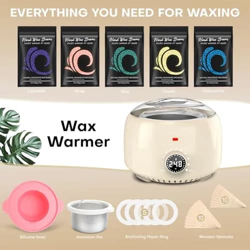 TIKESI Waxing Kit for Women and Men | Digital Wax Warmer with 14OZ 5 Bags Hard Wax Beads | Full Body, Face, Bikini, Legs, Sensitive Skin thumbnail 6