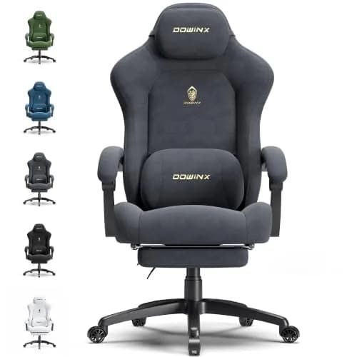 Dowinx Big and Tall Gaming Chair, Suede Fabric with Pocket Spring Cushion, 440LBS | Ergonomic with Footrest for Adults thumbnail 1