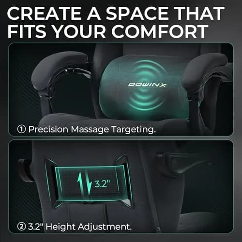 Dowinx Big and Tall Gaming Chair, Suede Fabric with Pocket Spring Cushion, 440LBS | Ergonomic with Footrest for Adults thumbnail 7