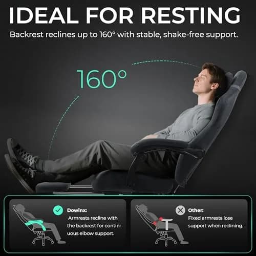 Dowinx Big and Tall Gaming Chair, Suede Fabric with Pocket Spring Cushion, 440LBS | Ergonomic with Footrest for Adults thumbnail 9