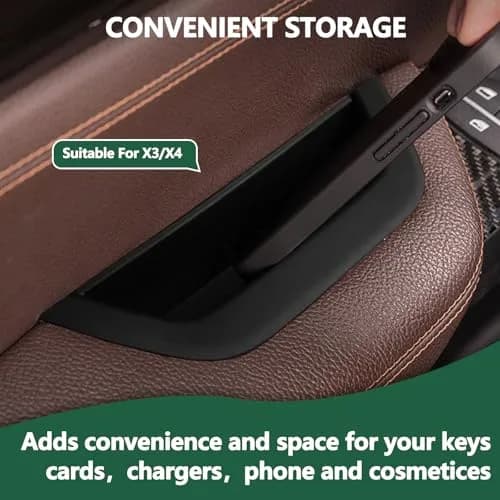 ORIVIN Black Door Armrest Handle Storage Compartment Cover for BMW X3 X4 (Left-Hand Drive) thumbnail 5