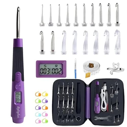 Bybykoi Lighted Crochet Hooks Set 2.0mm-14.0mm (18 Sizes) | Rechargeable with Counter & 2 Brightness Modes thumbnail 1