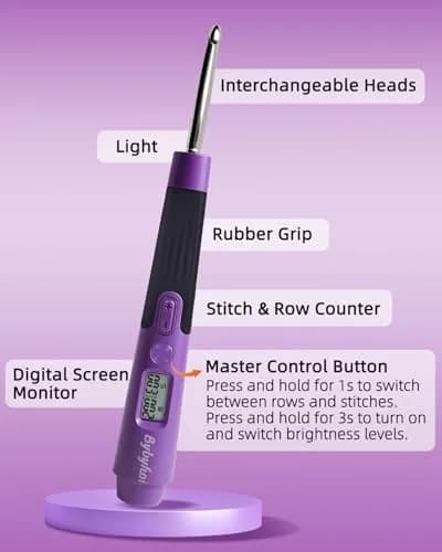 Bybykoi Lighted Crochet Hooks Set 2.0mm-14.0mm (18 Sizes) | Rechargeable with Counter & 2 Brightness Modes thumbnail 4