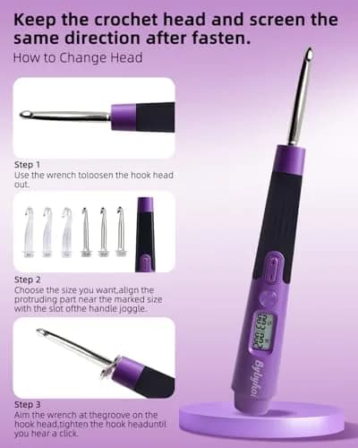 Bybykoi Lighted Crochet Hooks Set 2.0mm-14.0mm (18 Sizes) | Rechargeable with Counter & 2 Brightness Modes thumbnail 6