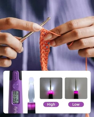 Bybykoi Lighted Crochet Hooks Set 2.0mm-14.0mm (18 Sizes) | Rechargeable with Counter & 2 Brightness Modes thumbnail 2