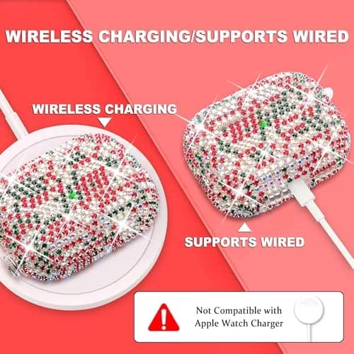 Ucharmbead Bling Case for Samsung Galaxy Buds 3 Pro with Keychain | Christmas Edition thumbnail 4