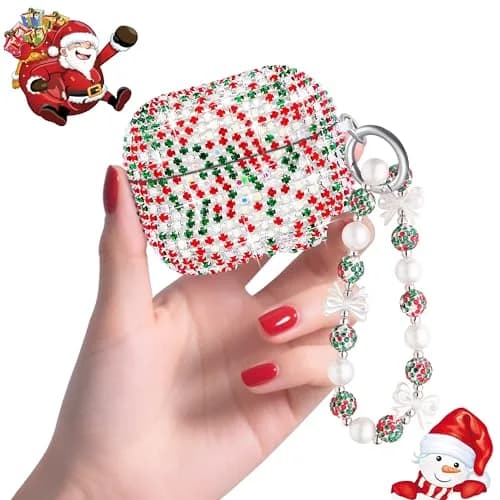 Ucharmbead Bling Case for Samsung Galaxy Buds 3 Pro with Keychain | Christmas Edition thumbnail 6