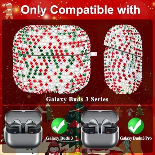 Ucharmbead Bling Case for Samsung Galaxy Buds 3 Pro with Keychain | Christmas Edition thumbnail 2
