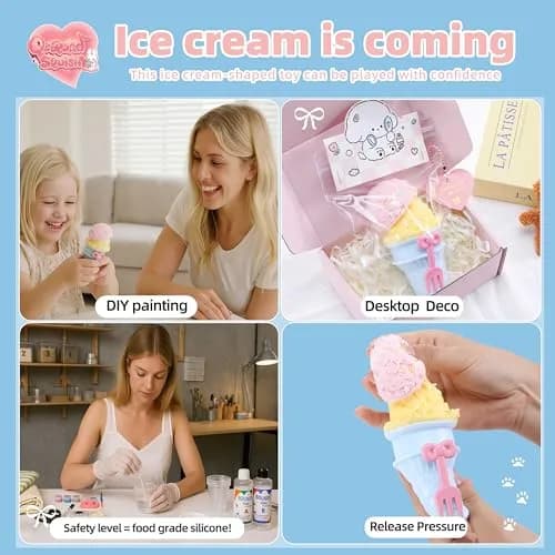 QCROAD SQUISHY Taba Ice Cream Squishy 15.1 cm (5.94" L x 2.76" W x 2.76" H) | Food-Grade Silicone Sensory Toy thumbnail 6