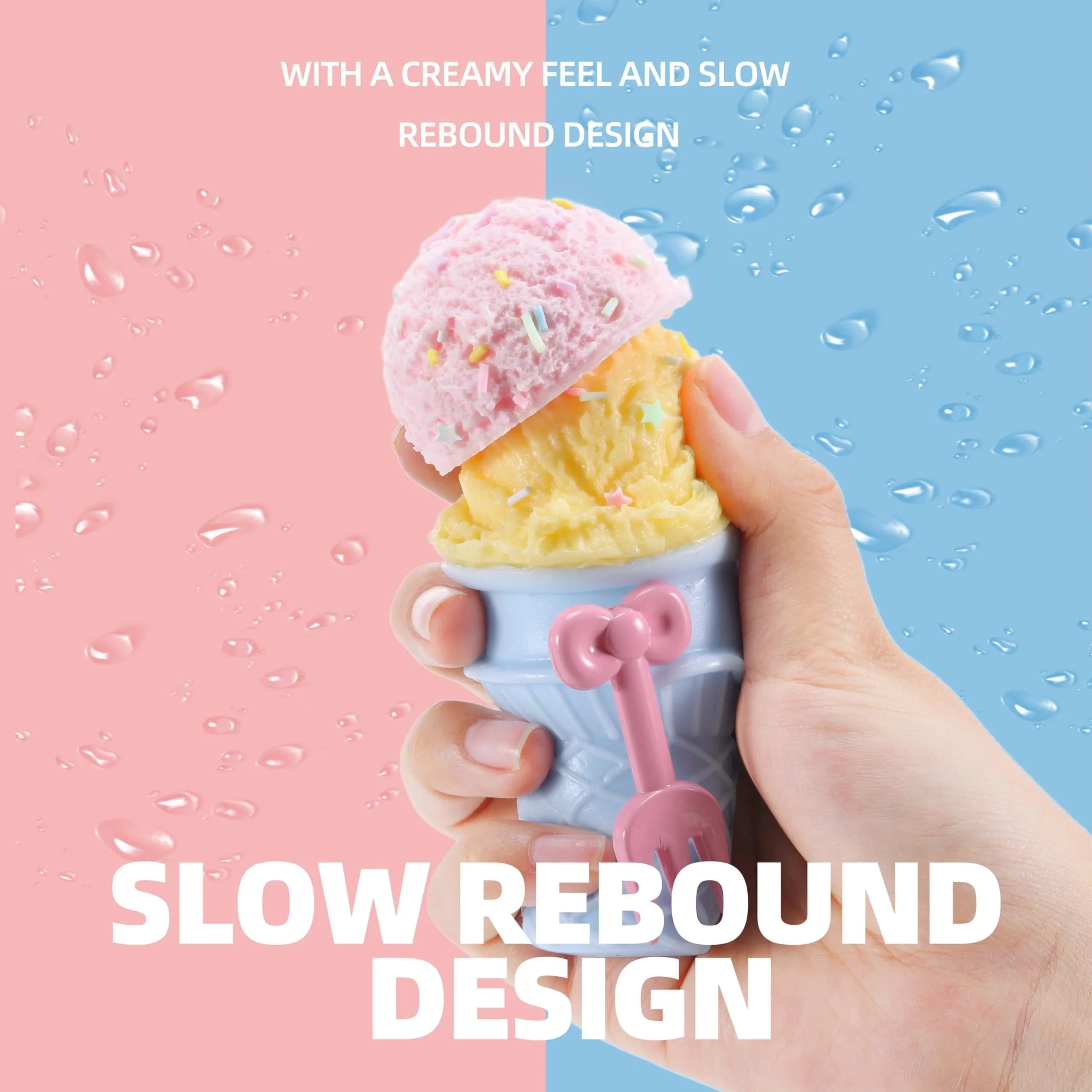 QCROAD SQUISHY Taba Ice Cream Squishy 15.1 cm (5.94" L x 2.76" W x 2.76" H) | Food-Grade Silicone Sensory Toy - view 3
