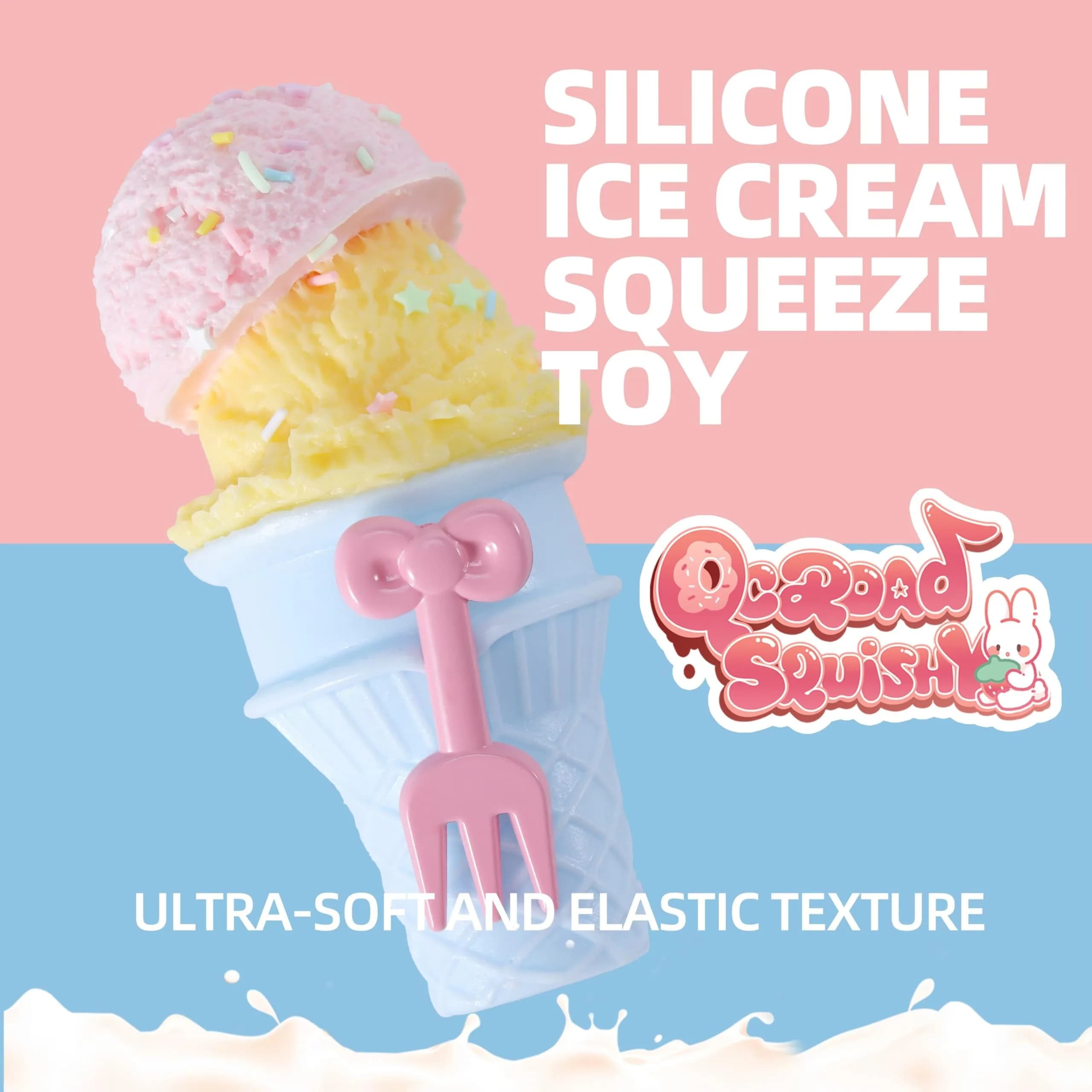 QCROAD SQUISHY Taba Ice Cream Squishy 15.1 cm (5.94" L x 2.76" W x 2.76" H) | Food-Grade Silicone Sensory Toy - view 4