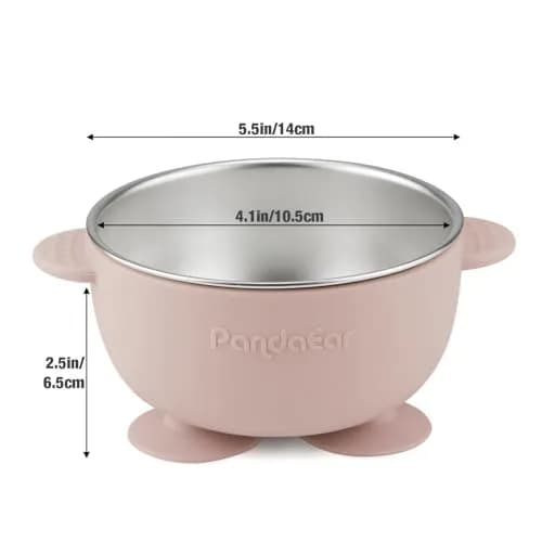 PandaEar Stainless Steel Baby Suction Bowls 3 Pack | Non-Slip, Unbreakable & Mess-Free (Pink) thumbnail 4