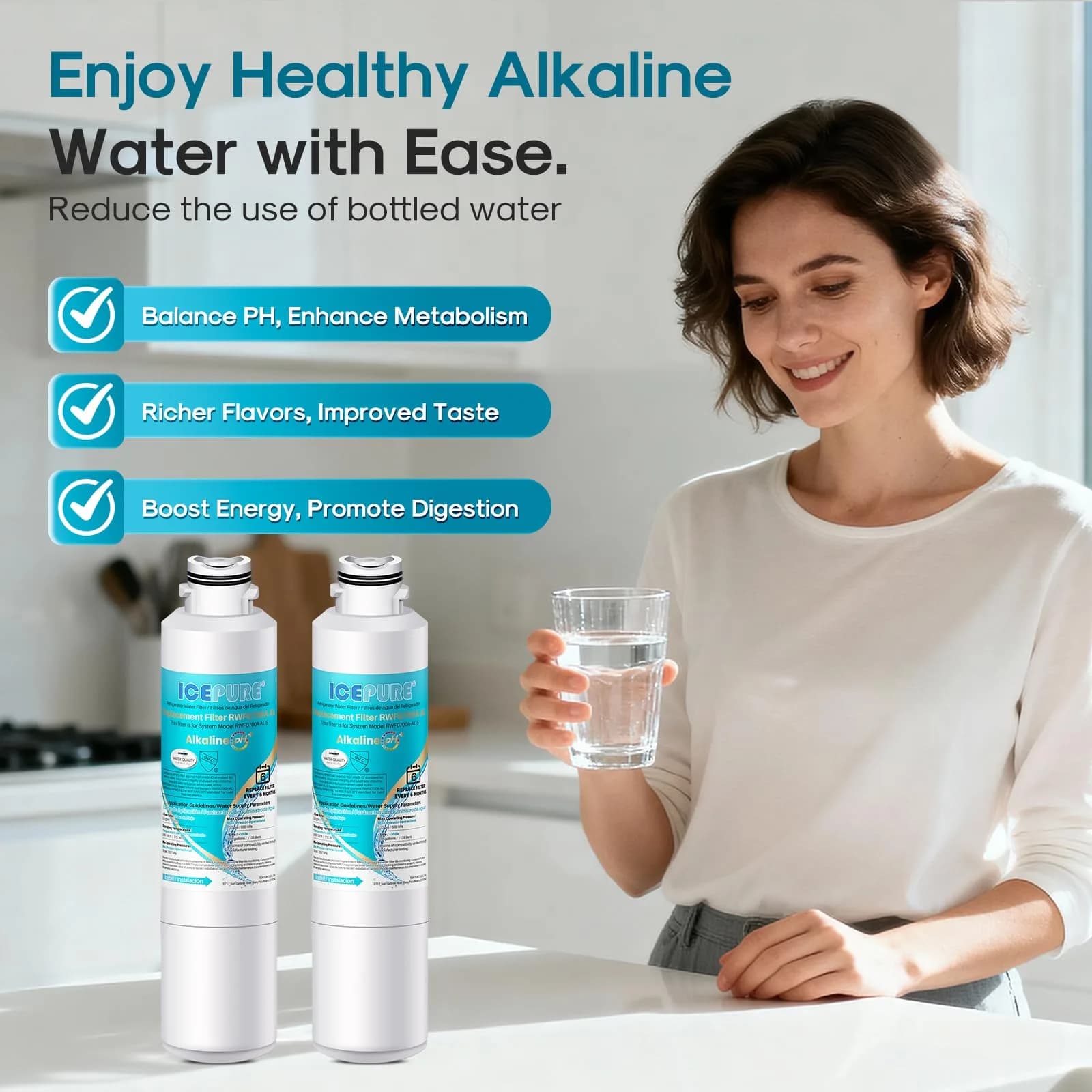 ICEPURE Alkaline DA29-00020B Refrigerator Water Filter 3 Pack | Balances pH & Removes Chlorine - view 9