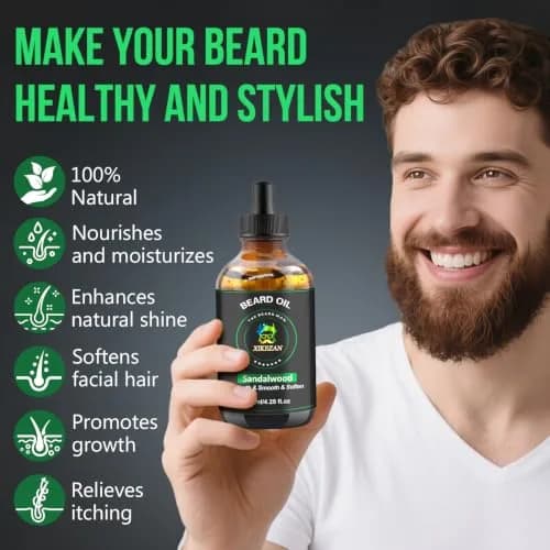 XIKEZAN Sandalwood Beard Oil 120ml (4.25 Fl Oz) | Natural Beard Growth Oil for Men thumbnail 4