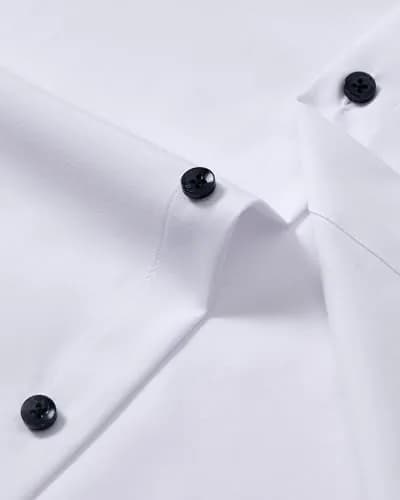 Alimens & Gentle White Men's Classic Fit Long Sleeve Dress Shirt | 94% Polyester, 6% Spandex thumbnail 5