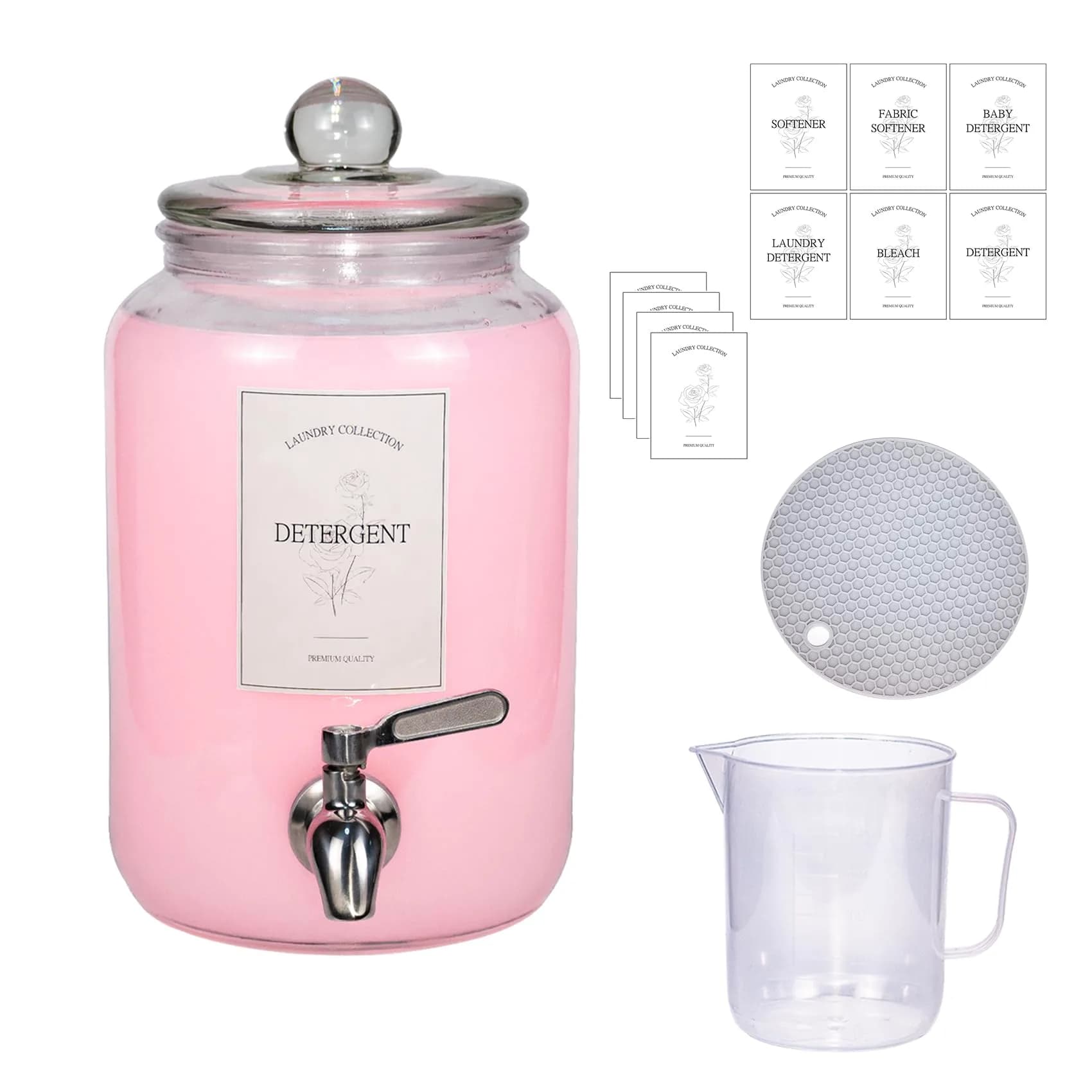 ChildLike Water Dispenser 108oz | Leak-Proof Glass Laundry Organizer - main product image