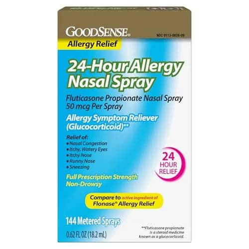 GoodSense Fluticasone Propionate Nasal Spray 50 mcg | 144 Sprays | 24-Hour Allergy Relief, Non-Drowsy thumbnail 1