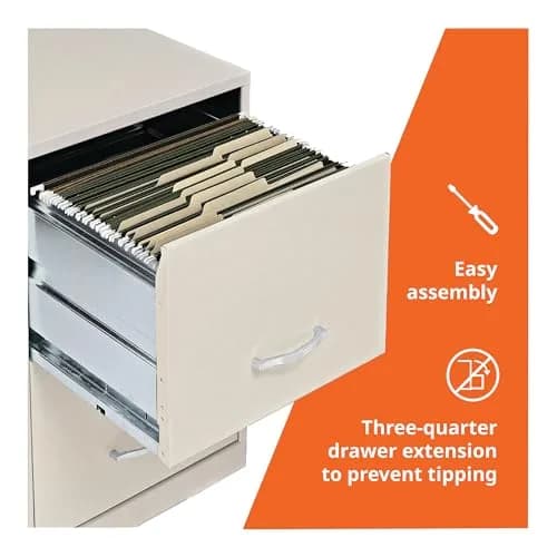 NuSparc 2 Drawer Locking Filing Cabinet | Steel, Space-Saving, Letter-Size | Home & Small Office thumbnail 4