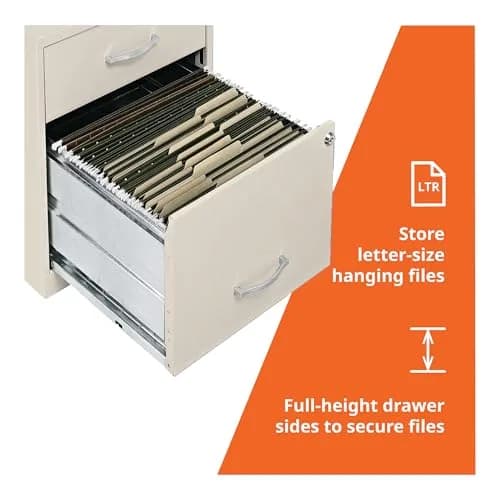 NuSparc 2 Drawer Locking Filing Cabinet | Steel, Space-Saving, Letter-Size | Home & Small Office thumbnail 3