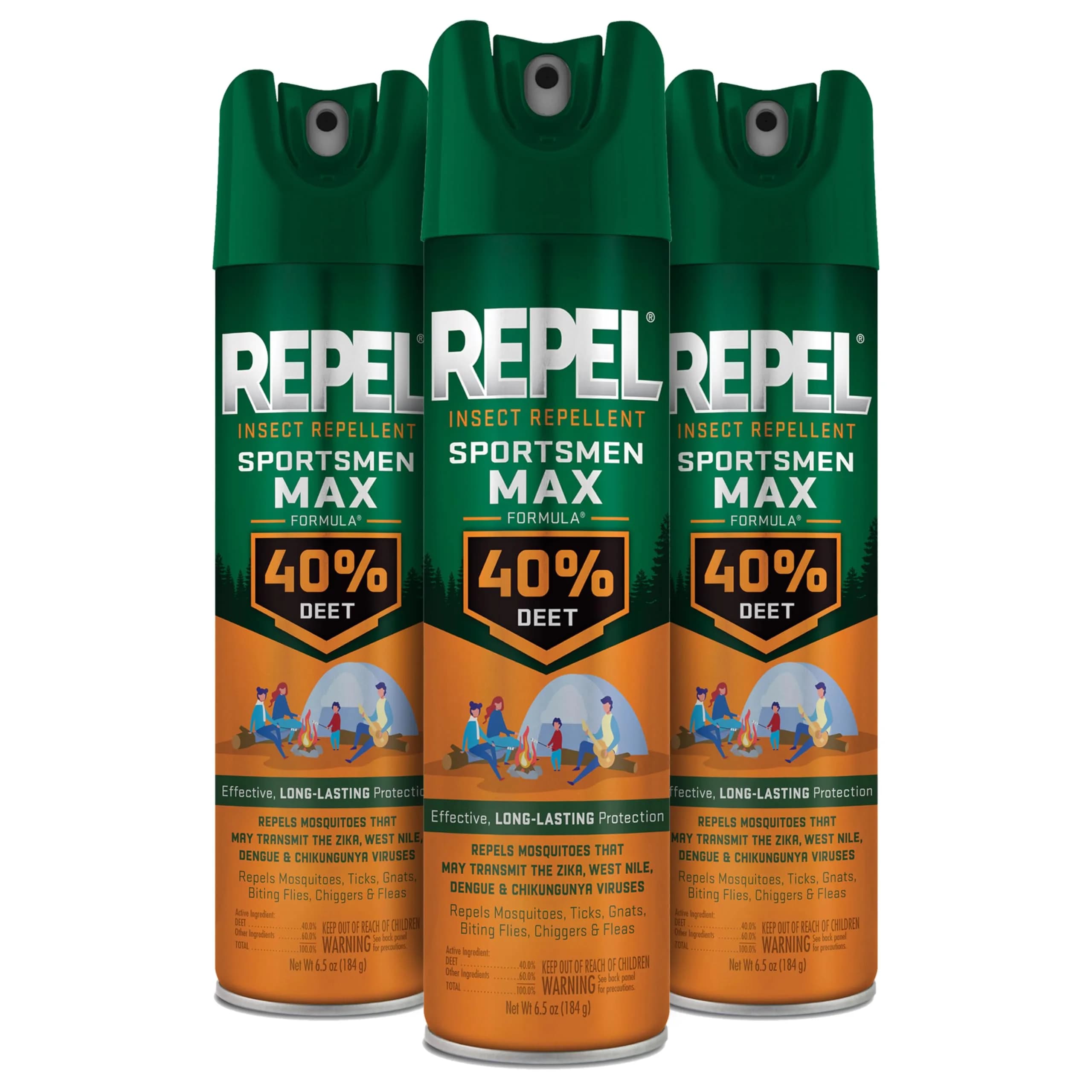 Repel Sportsmen Max Mosquito & Insect Repellent 192ml (6.5 Fl Oz) | 40% DEET, Pack of 3 — Green