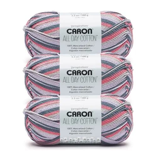 Caron All Day Cotton Morning Air Yarn - 3 Pack (300g/10.5oz) - 100% Mercerized Cotton - Worsted Weight - main product image