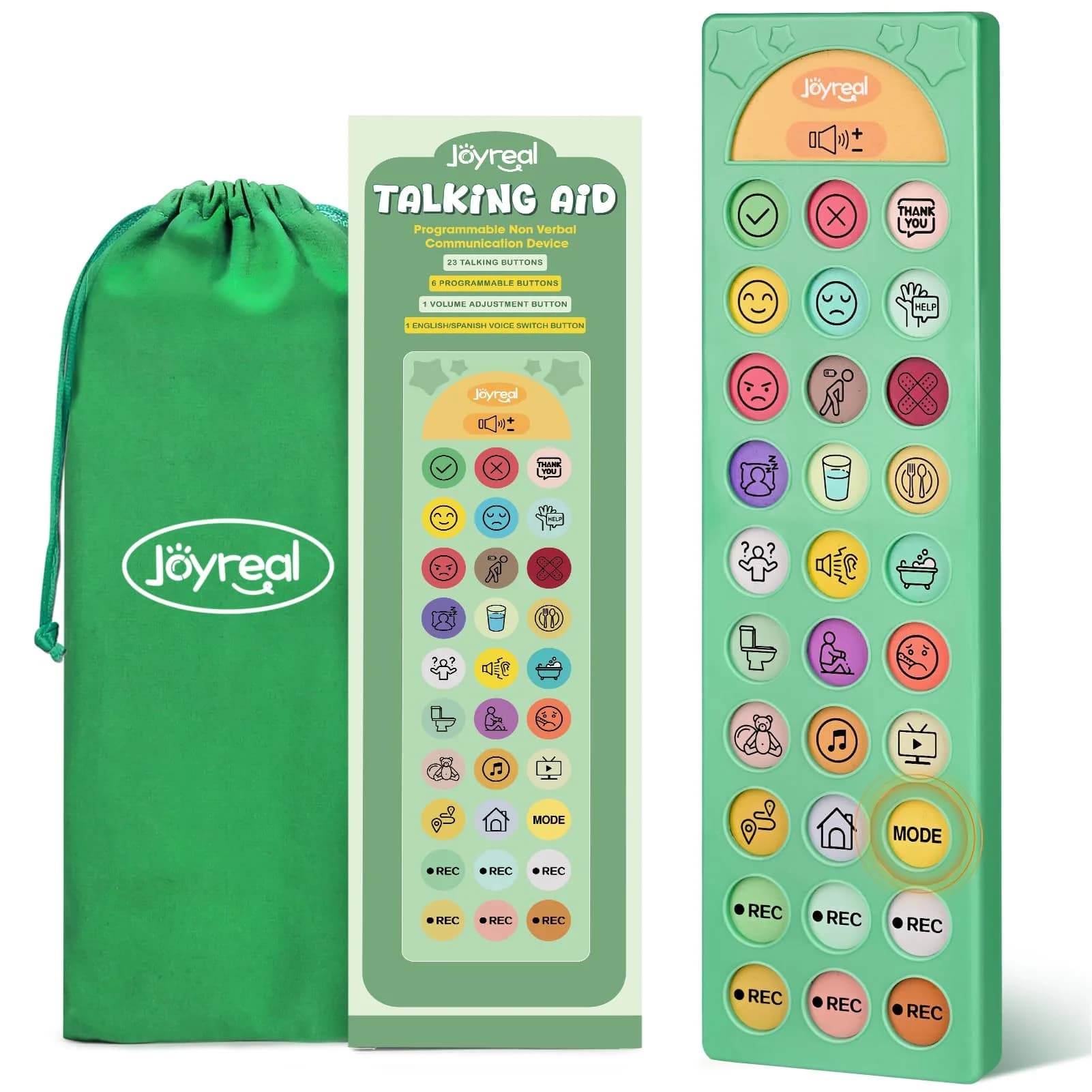 Joyreal AAC Device for Autism, Non-Verbal Communication Tool with 23 Buttons & Dual Language Support | Speech Therapy Aid for Kids & Adults