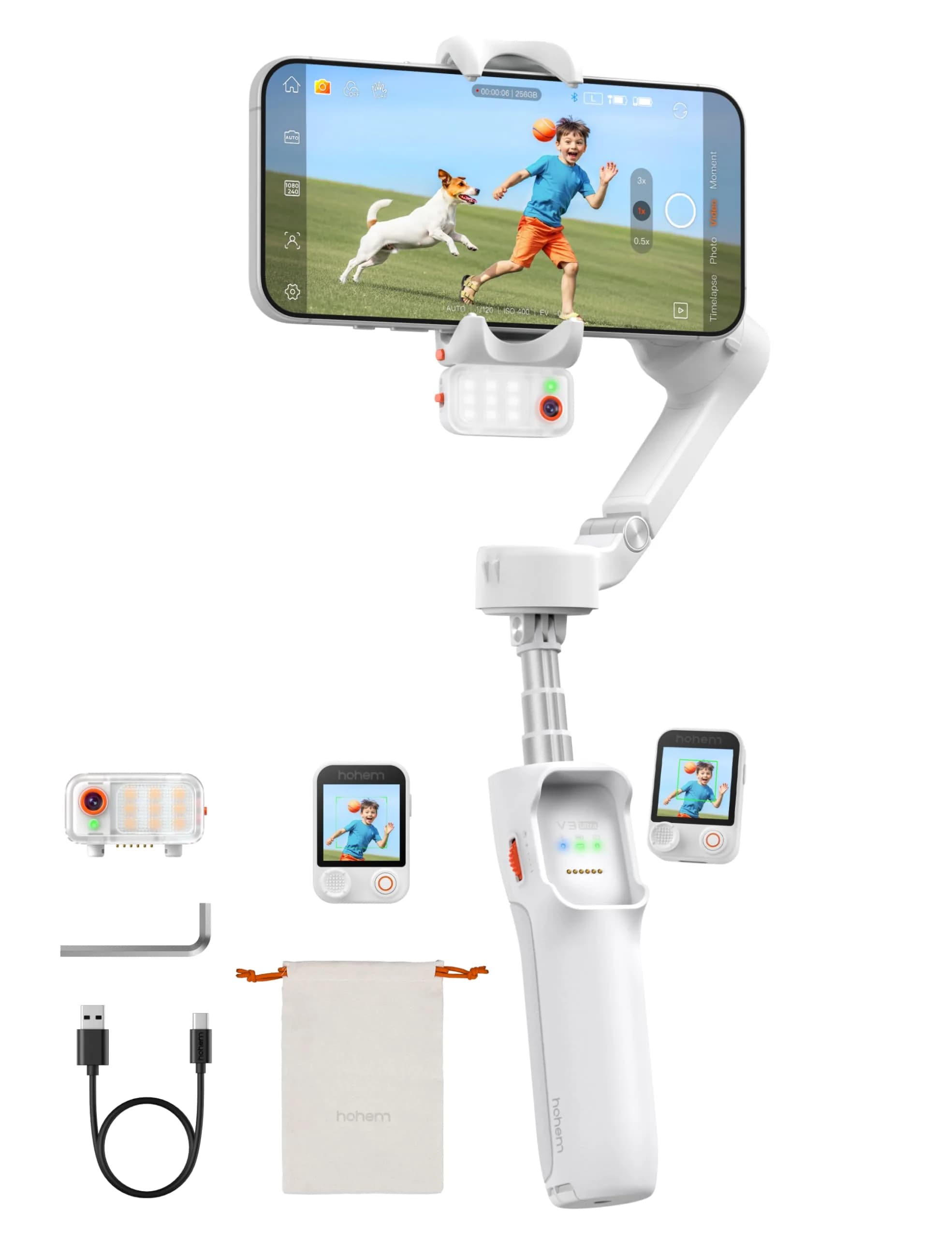 Hohem iSteady V3 Ultra Gimbal Stabilizer for Smartphone | AI Tracking, 360° Pan, Touchscreen, Remote Control, Built-in Extension & Tripod