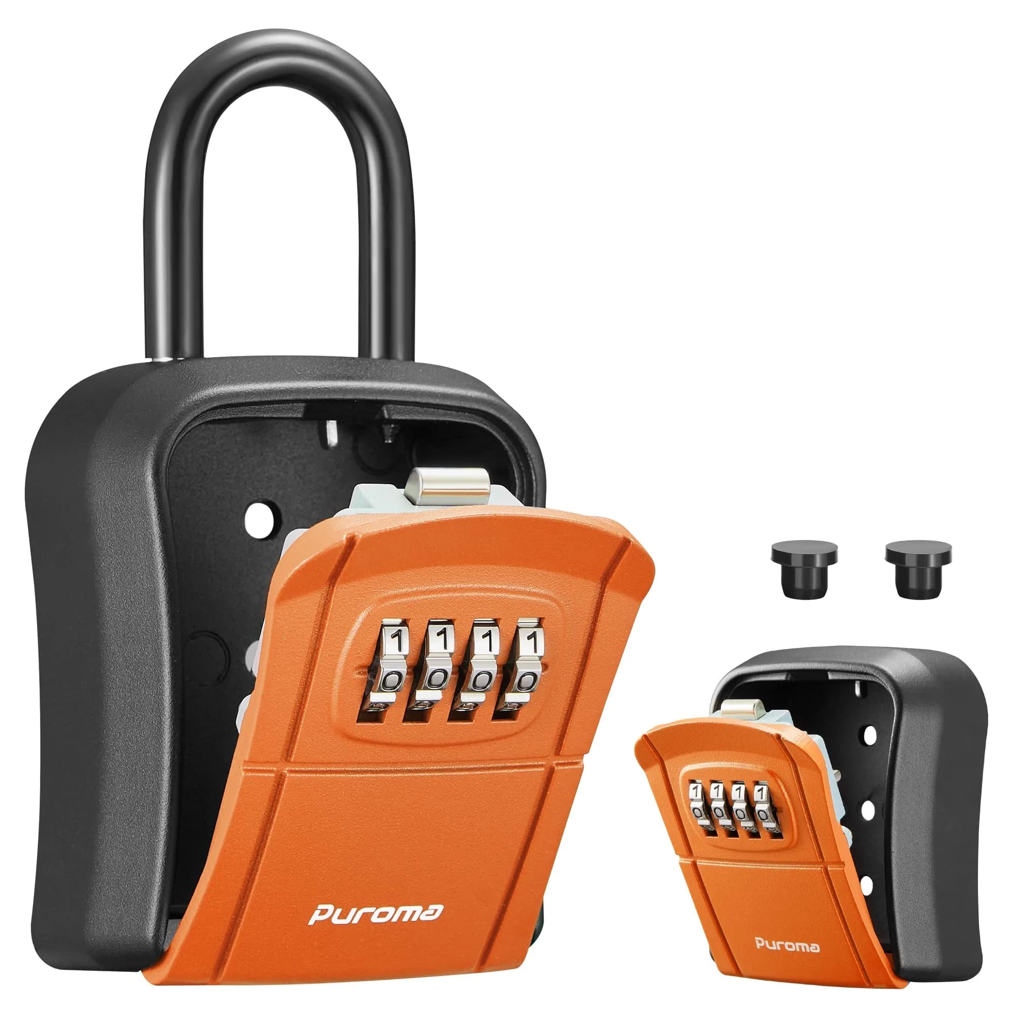 Puroma Outdoor Key Lock Box Orange | 4-Digit Combination Lockbox for Home & Office - main product image
