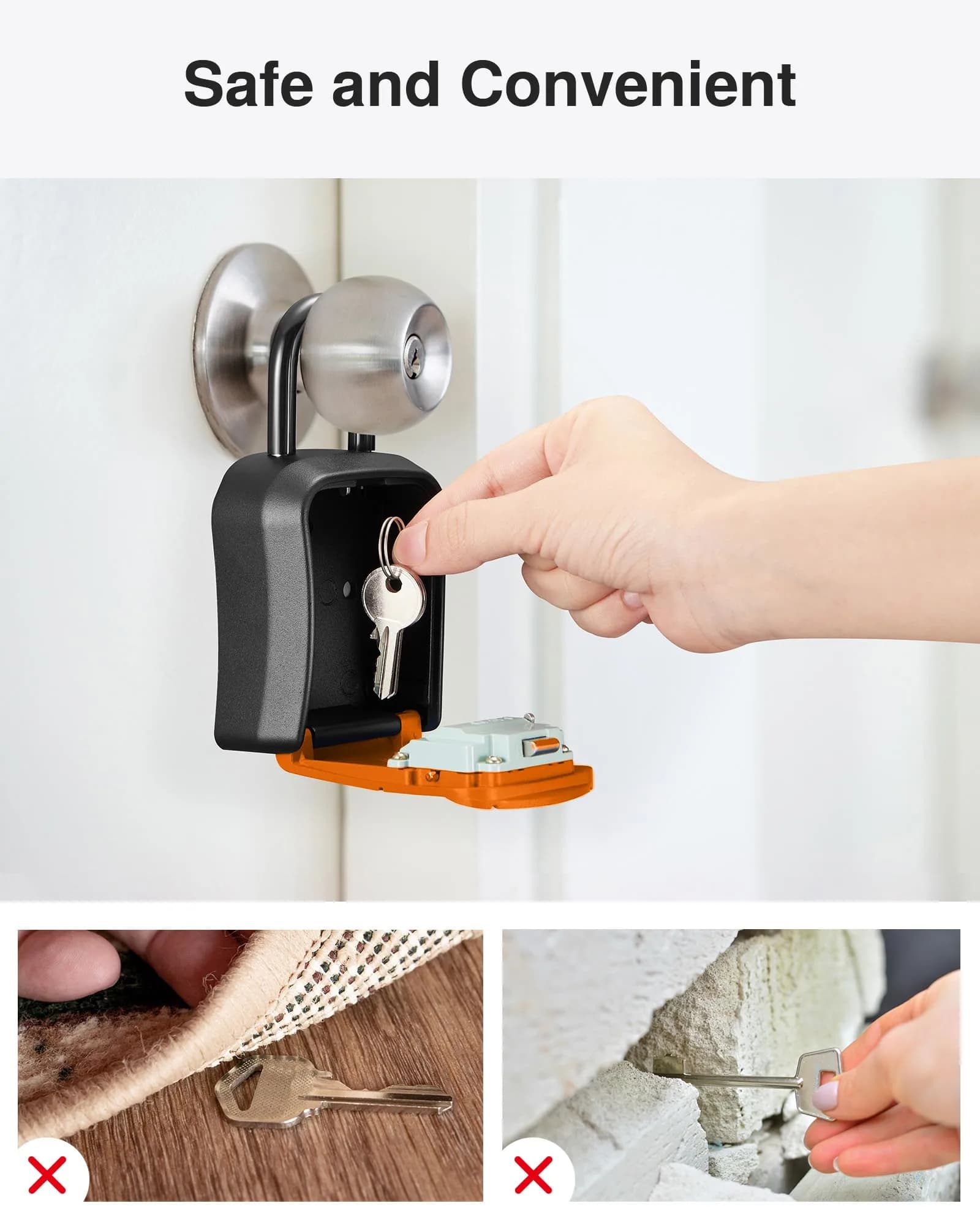 Puroma Outdoor Key Lock Box Orange | 4-Digit Combination Lockbox for Home & Office - view 7
