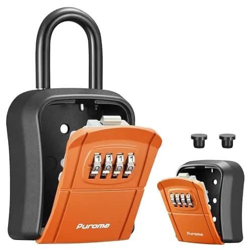 Puroma Outdoor Key Lock Box Orange | 4-Digit Combination Lockbox for Home & Office thumbnail 1