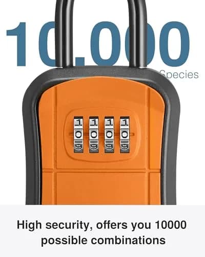Puroma Outdoor Key Lock Box Orange | 4-Digit Combination Lockbox for Home & Office thumbnail 3