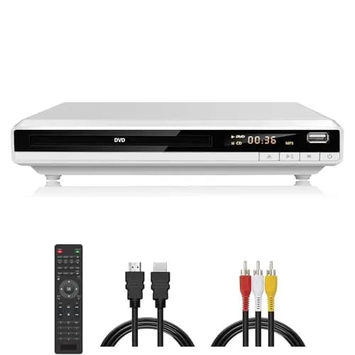 JOVELL DVD Player for TV, Region-Free, 1080P HD, USB & HDMI Output, Supports All Regions, Compact White Model (168) thumbnail 1