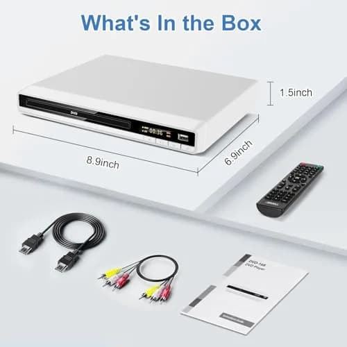 JOVELL DVD Player for TV, Region-Free, 1080P HD, USB & HDMI Output, Supports All Regions, Compact White Model (168) thumbnail 8