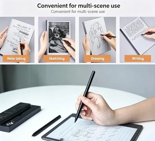fllynewrite Magnetic Stylus Pen with Eraser & 5 Nibs for Remarkable 2, Kindle Scribe, BOOX Tablets (Black) thumbnail 6