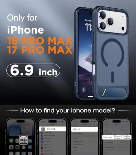 Temdan Magnetic for iPhone 18 Pro Max Case/17 Pro Max Case Stand | Slim Shockproof Translucent Matte 6.9" thumbnail 2