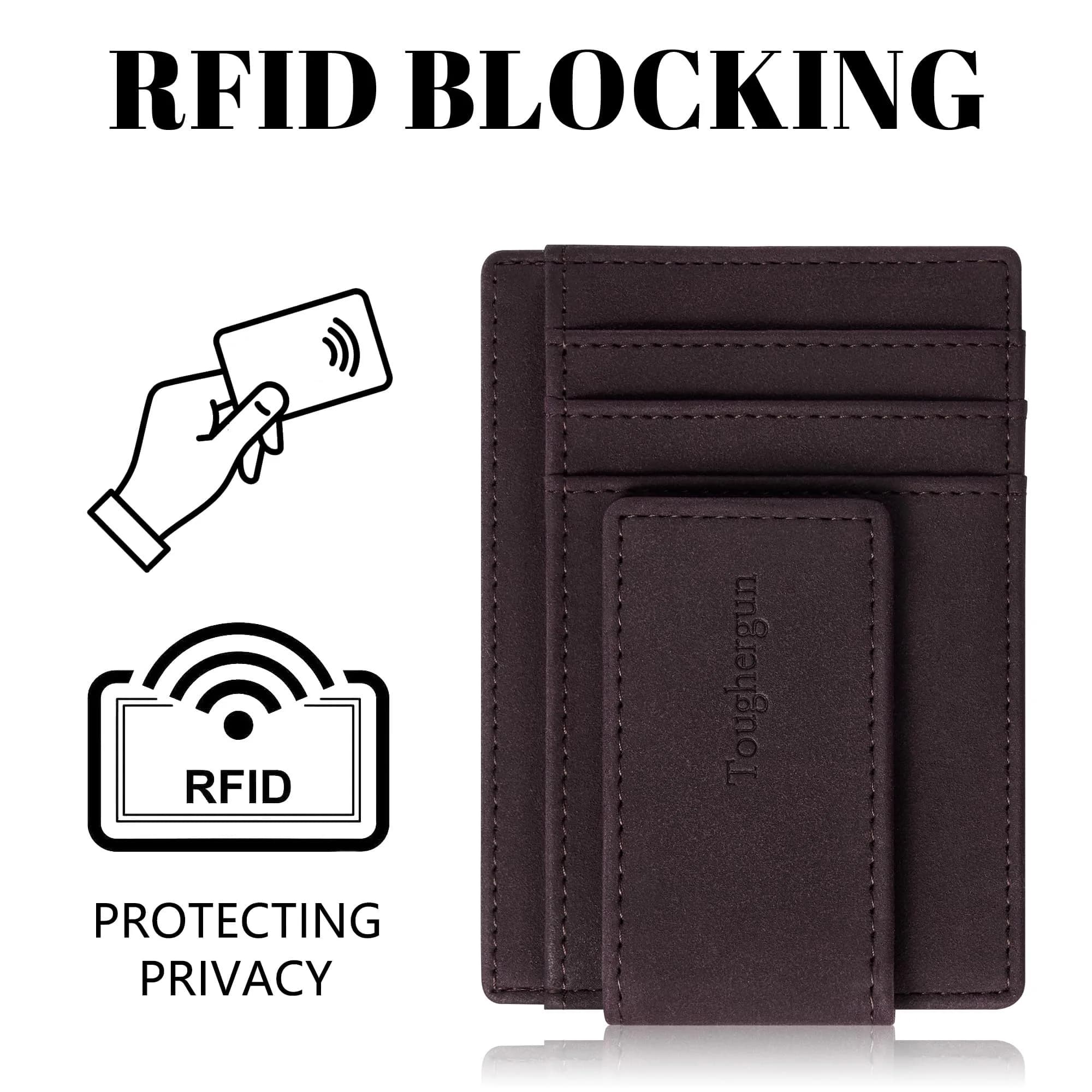 Toughergun Slim Wallet for Men RFID Blocking Money Clip, Minimalist Front Pocket Credit Card Holder, Magnetic Thin Mens Wallets with ID Window (Deep Purple) - view 6