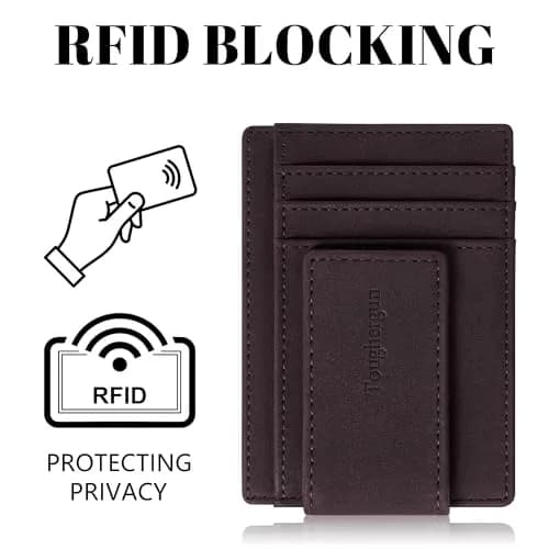 Toughergun Slim Wallet for Men RFID Blocking Money Clip, Minimalist Front Pocket Credit Card Holder, Magnetic Thin Mens Wallets with ID Window (Deep Purple) thumbnail 6