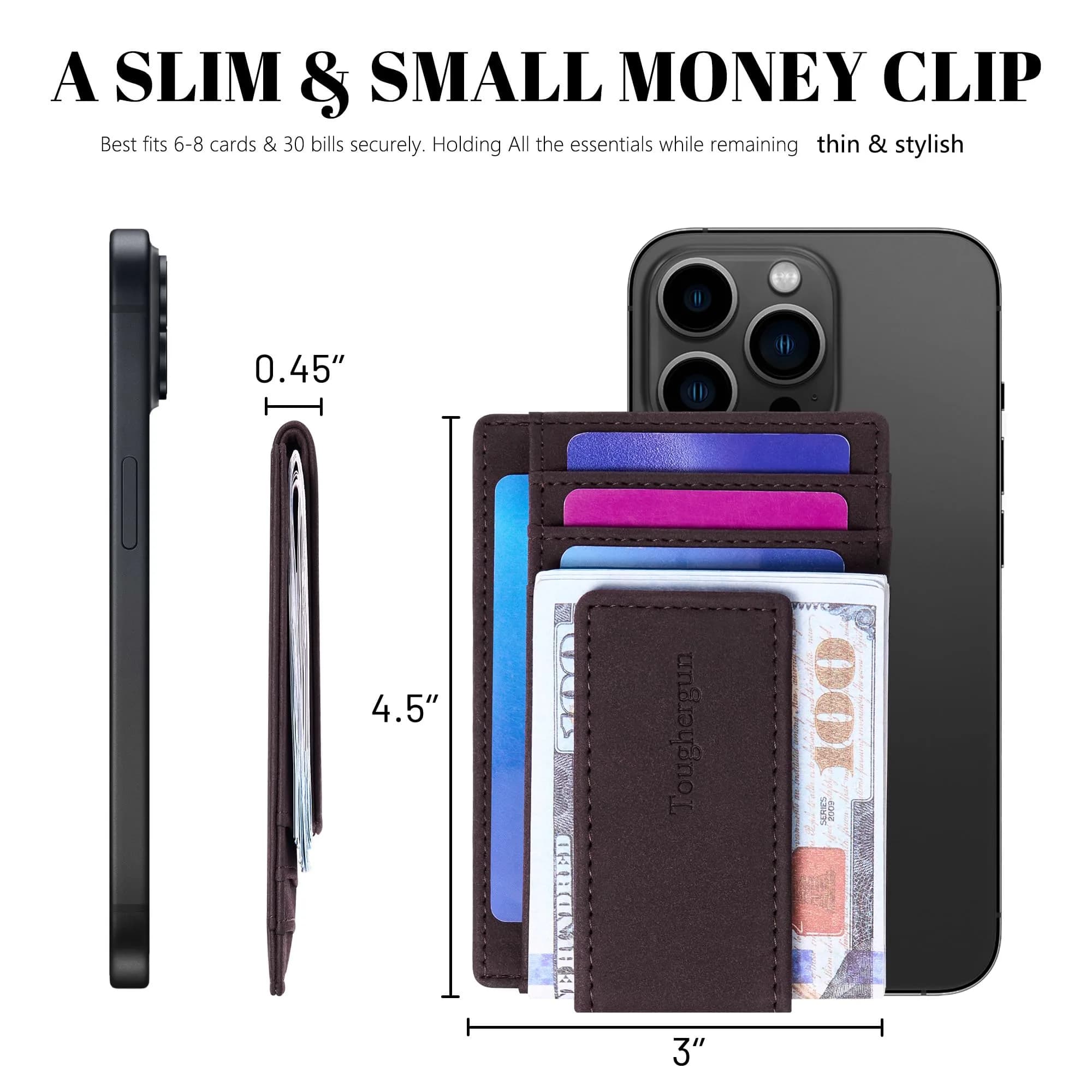 Toughergun Slim Wallet for Men RFID Blocking Money Clip, Minimalist Front Pocket Credit Card Holder, Magnetic Thin Mens Wallets with ID Window (Deep Purple) - view 7