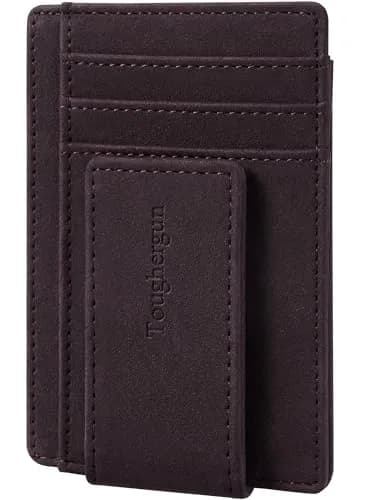 Toughergun Slim Wallet for Men RFID Blocking Money Clip, Minimalist Front Pocket Credit Card Holder, Magnetic Thin Mens Wallets with ID Window (Deep Purple) thumbnail 1