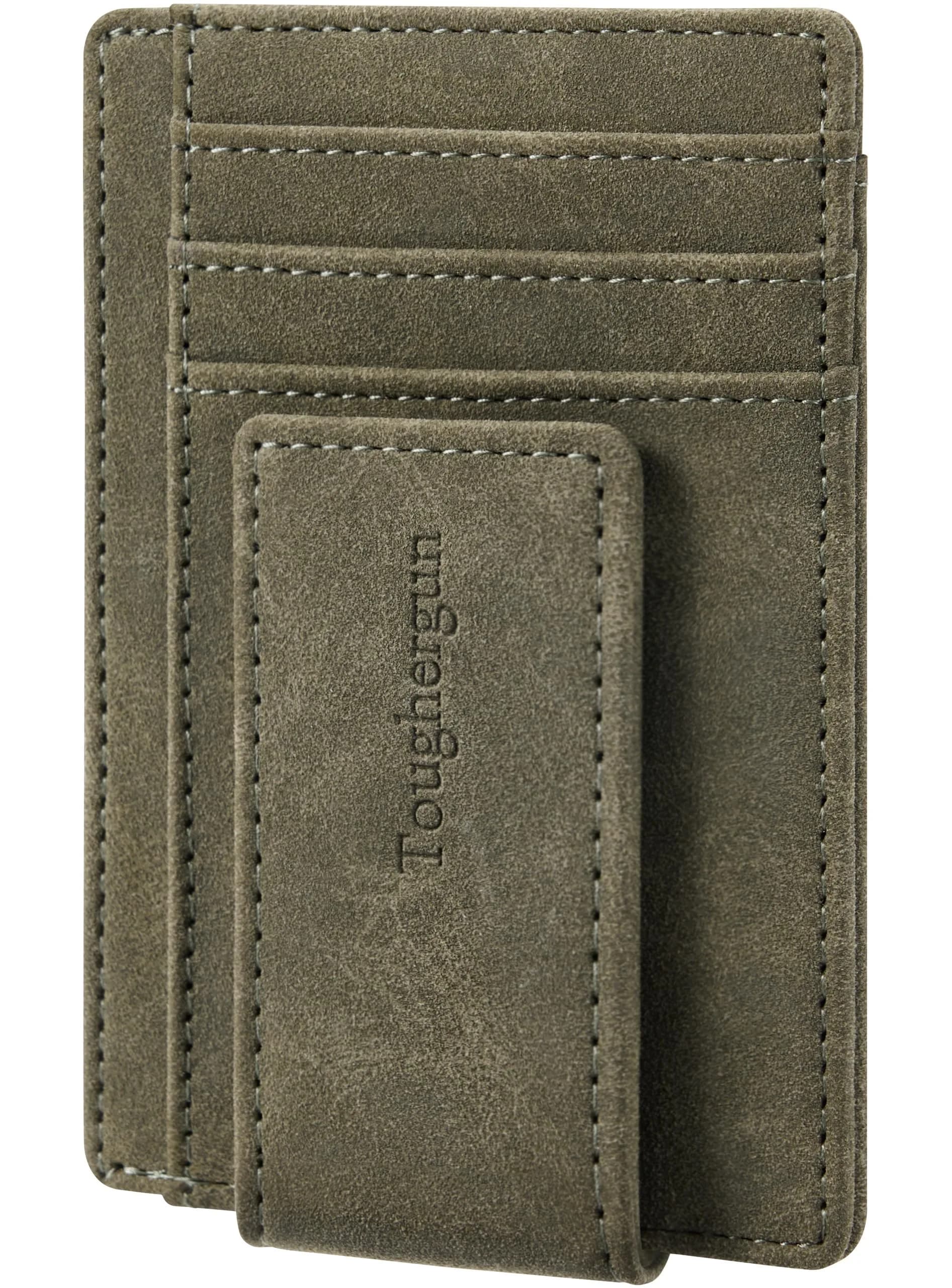 Toughergun Slim Wallet for Men RFID Blocking Money Clip, Minimalist Front Pocket Credit Card Holder, Magnetic Thin Mens Wallets with ID Window (Russet Brown, 4" x 3" x 0.3")