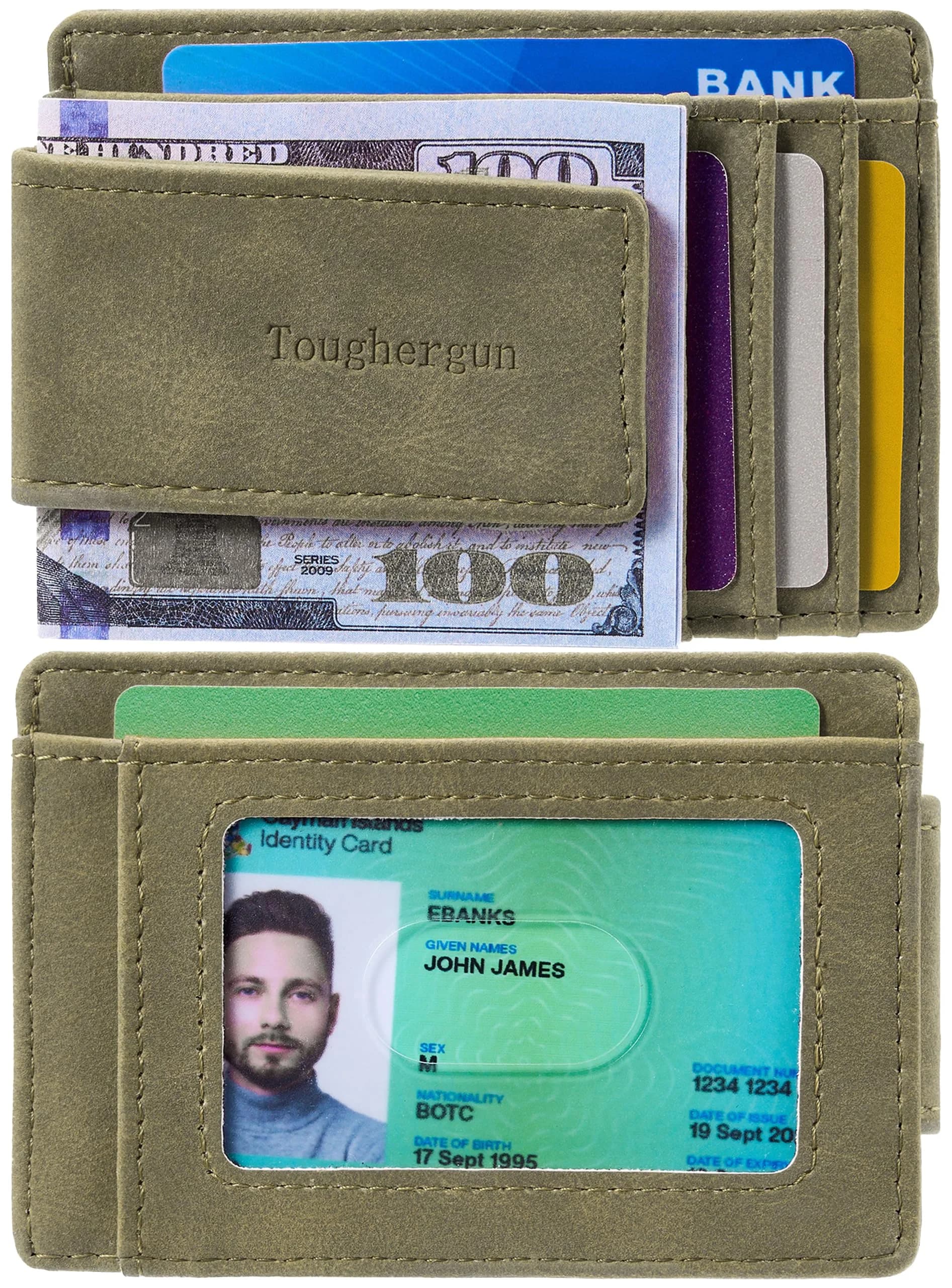 Toughergun Slim Grass Green RFID Blocking Money Clip Wallet - Minimalist Front Pocket Credit Card Holder - view 2