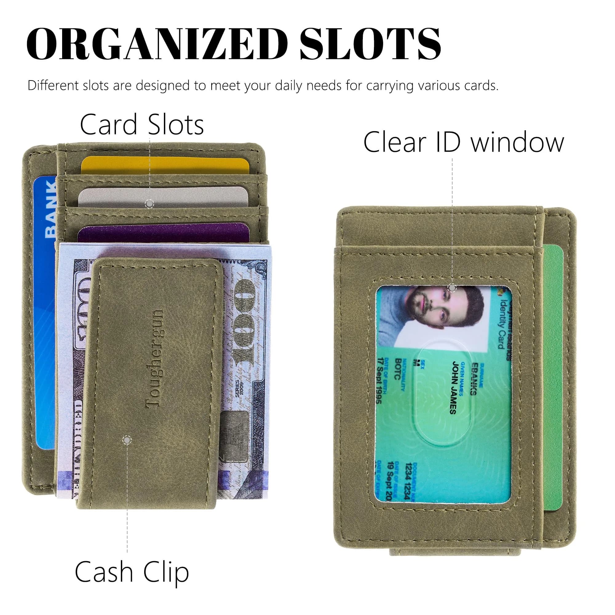 Toughergun Slim Grass Green RFID Blocking Money Clip Wallet - Minimalist Front Pocket Credit Card Holder - view 4