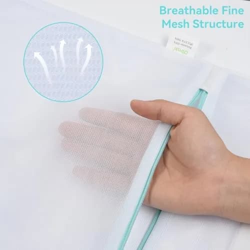 OTraki White Mesh Laundry Bag 30cm x 40cm | Reinforced Zipper for Delicates thumbnail 6