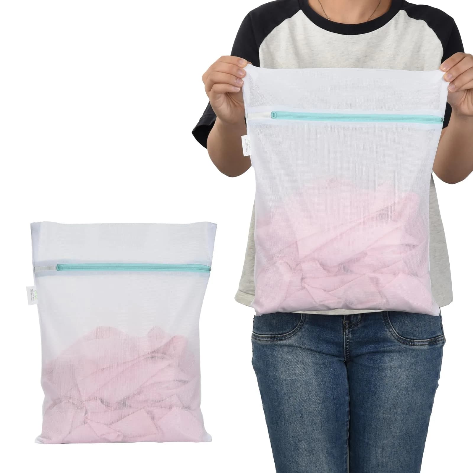 OTraki White Mesh Laundry Bag 30cm x 40cm | Reinforced Zipper for Delicates - view 7