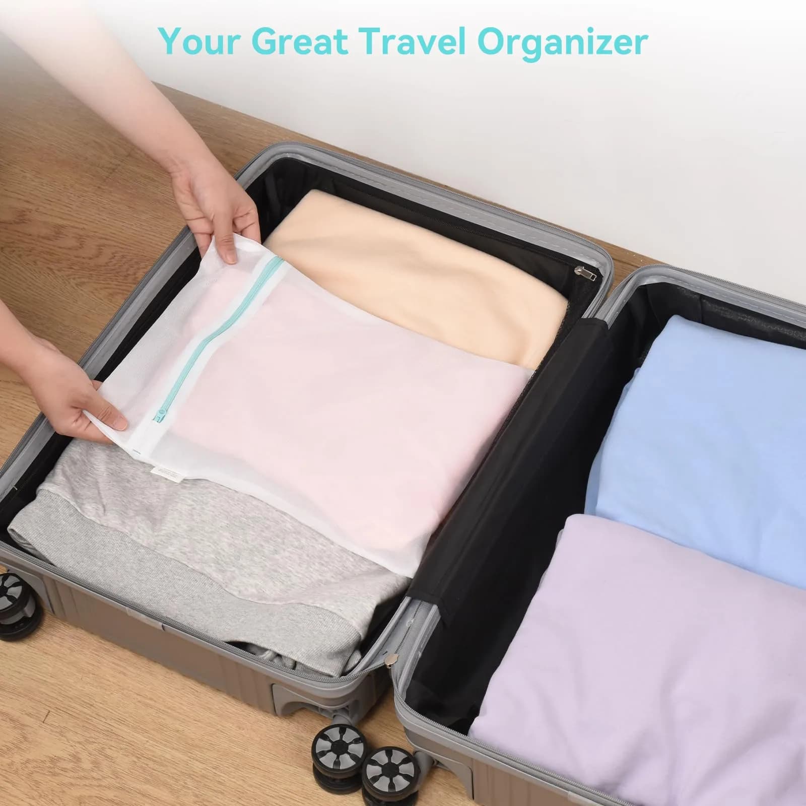 OTraki White Mesh Laundry Bag 30cm x 40cm | Reinforced Zipper for Delicates - view 9