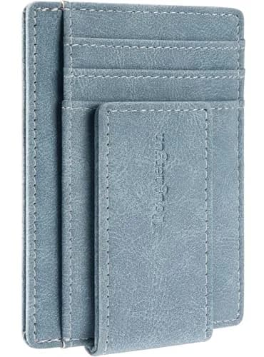 Toughergun Slim Wallet for Men - Light Blue RFID Blocking Money Clip, Minimalist Front Pocket Credit Card Holder thumbnail 1