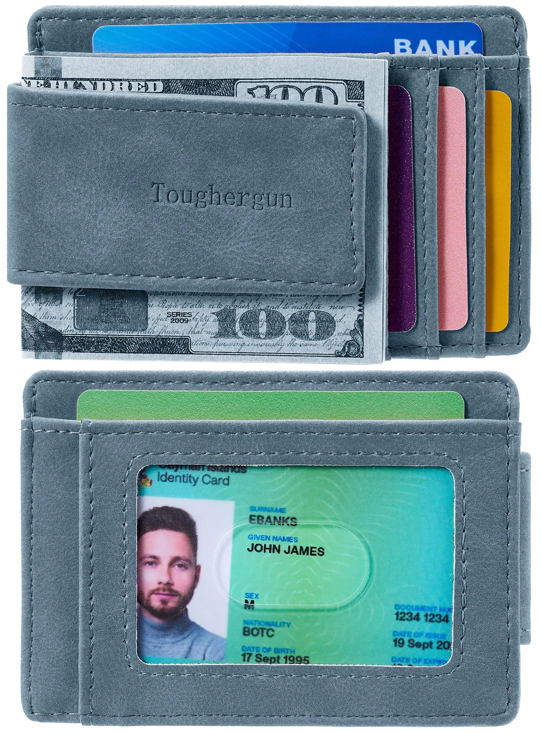 Toughergun Slim Wallet for Men - Light Blue RFID Blocking Money Clip, Minimalist Front Pocket Credit Card Holder - view 2