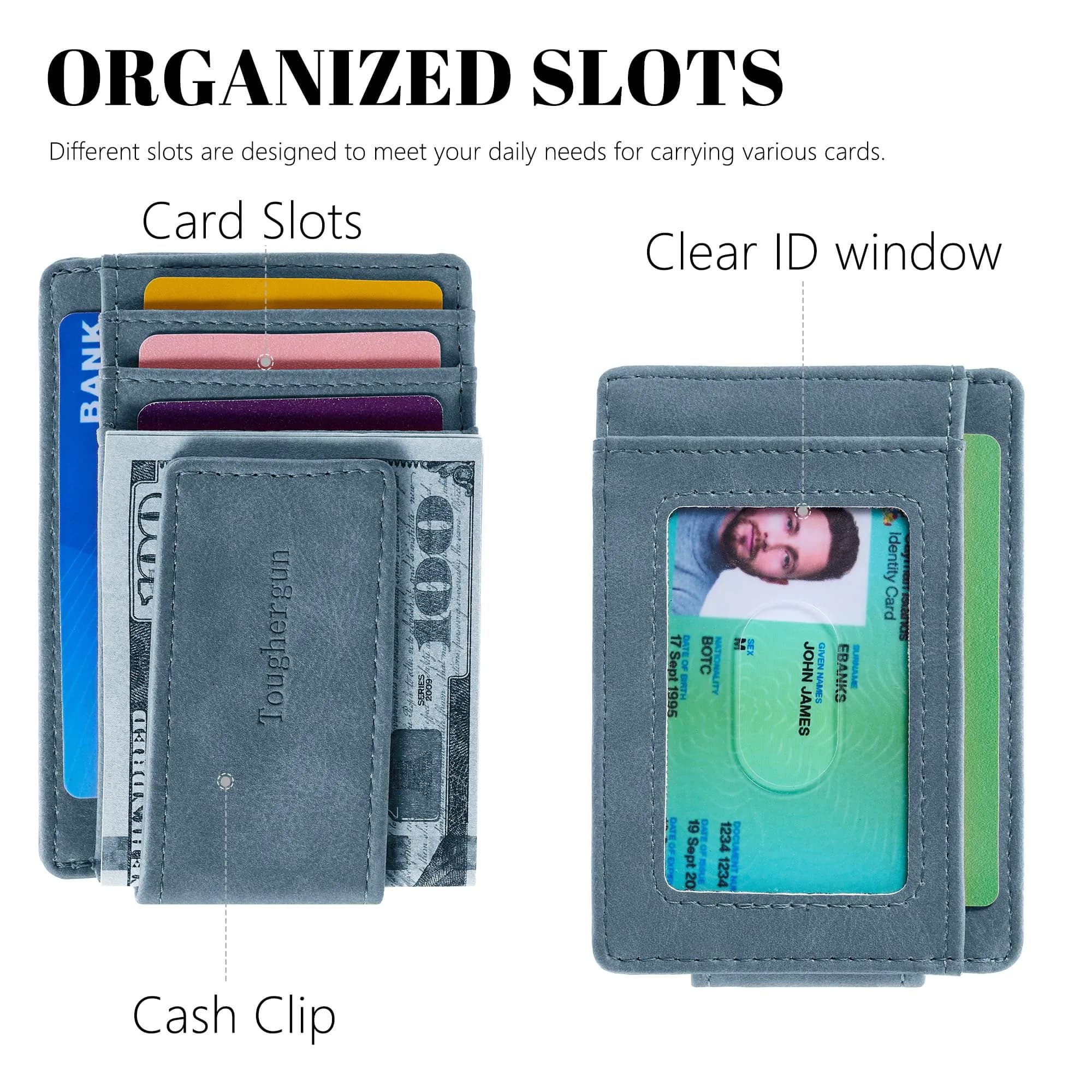 Toughergun Slim Wallet for Men - Light Blue RFID Blocking Money Clip, Minimalist Front Pocket Credit Card Holder - view 4