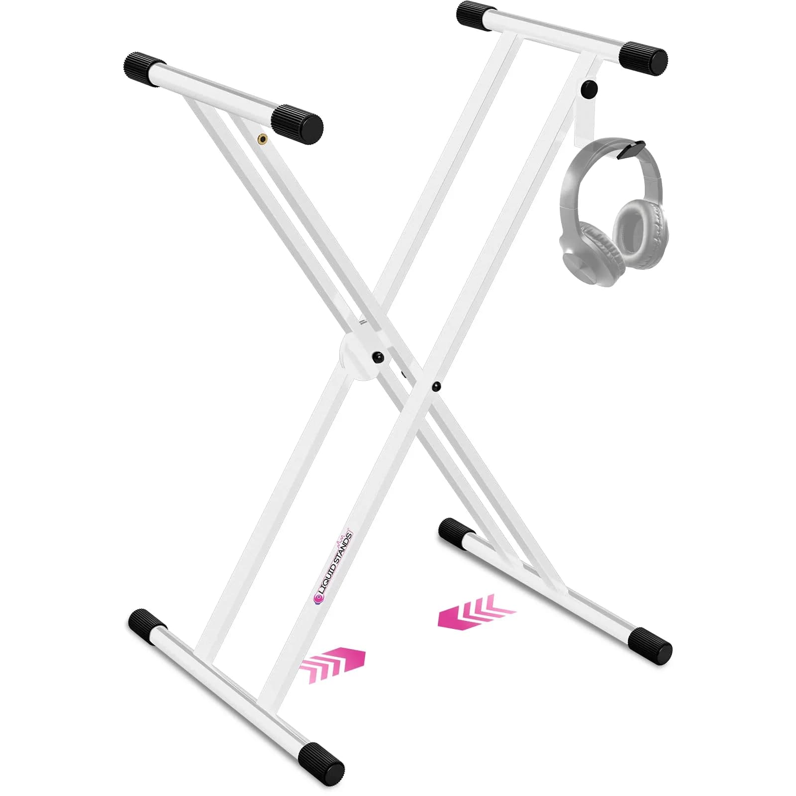 Liquid Stands White X-Style Keyboard Stand for Musicians | Adjustable Height 27"-37", 160lb Capacity — White X-Style